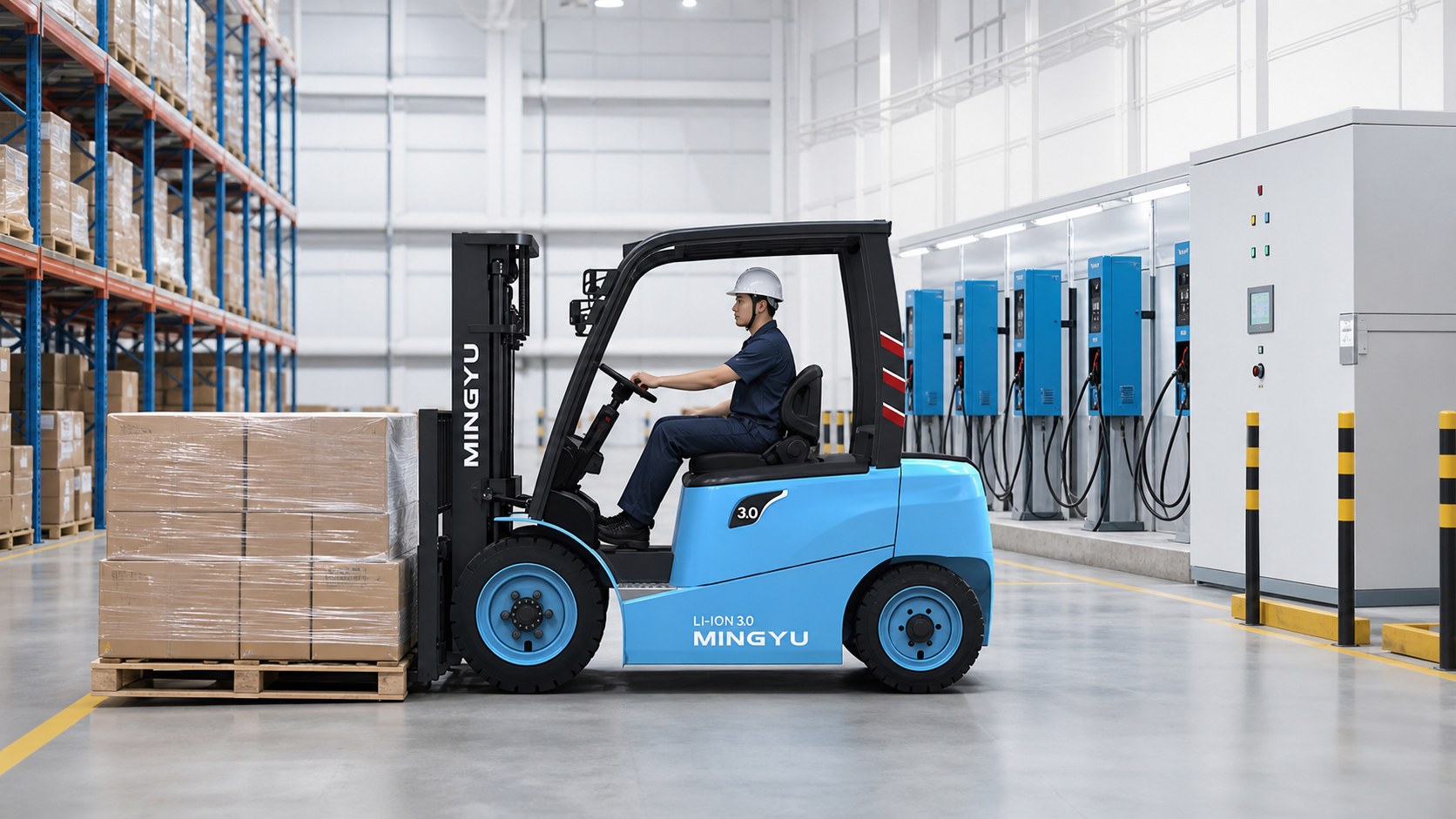 3.0T Electric Counterweight Forklift in a practical operating scene