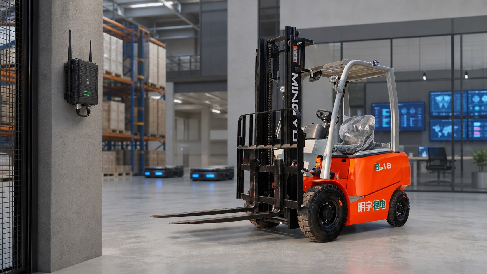 1.8T New Energy Electric Forklift in a practical operating scene