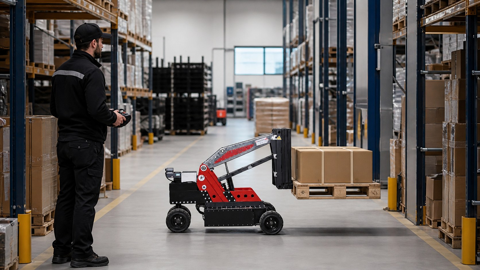 600/800kg Remote-Control Forklift in a practical operating scene