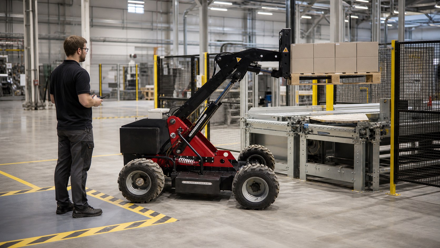 1500kg Remote-Control Forklift in a practical operating scene