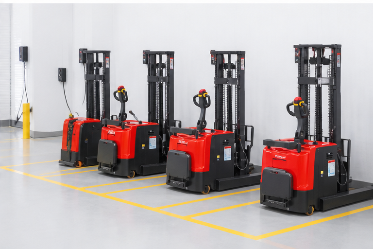 MYCPDB08-10 short-axis electric counterbalanced stacker in a safe, connected industrial workflow