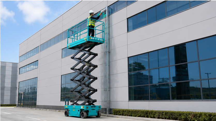 ZG-DDC4-12M vehicle-mounted scissor lift platform in a safe, connected industrial workflow