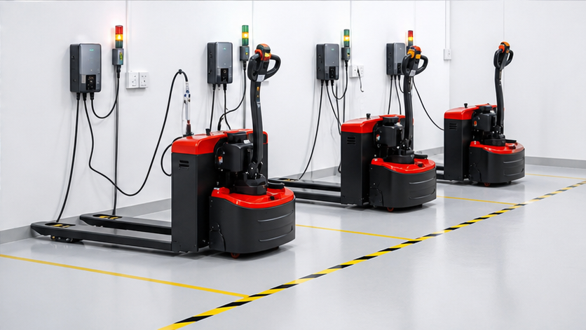 MYCBD electric pallet truck in a safe, connected industrial workflow