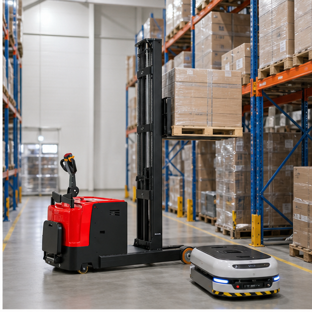MYCPDB Electric Counterbalanced Stacker in a 2026 operating scene