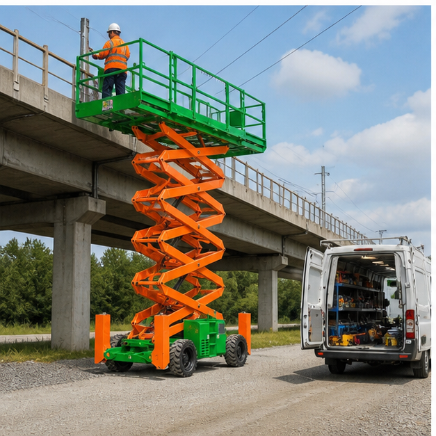 ZG-ZXTP 6-14M Auto-Leveling Scissor Lift in a 2026 operating scene