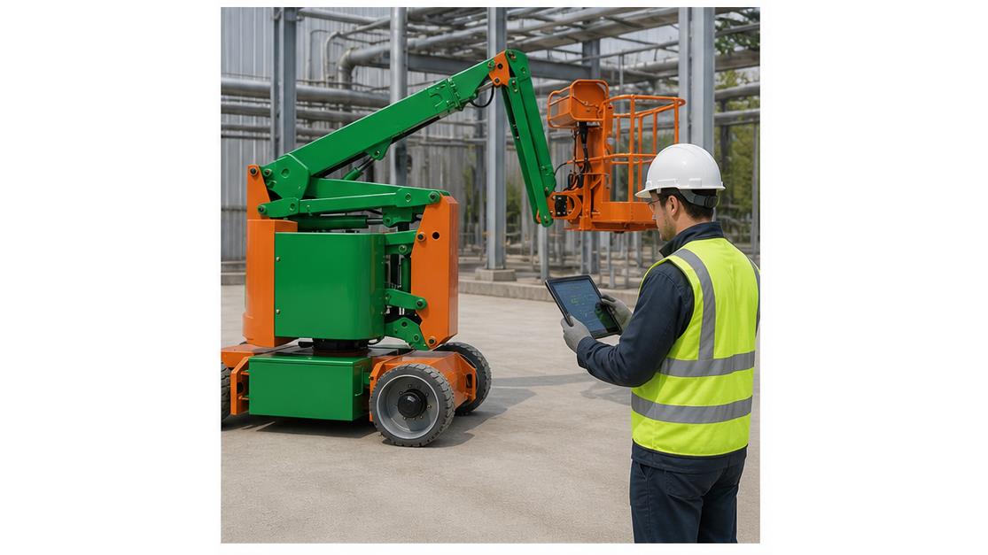 ZG-TT1011 Self-propelled telescopic aerial work platform in a bright 16:9 operating scene