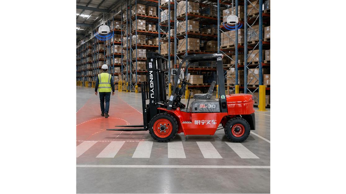 CPC30 diesel forklift in a bright 16:9 operating scene