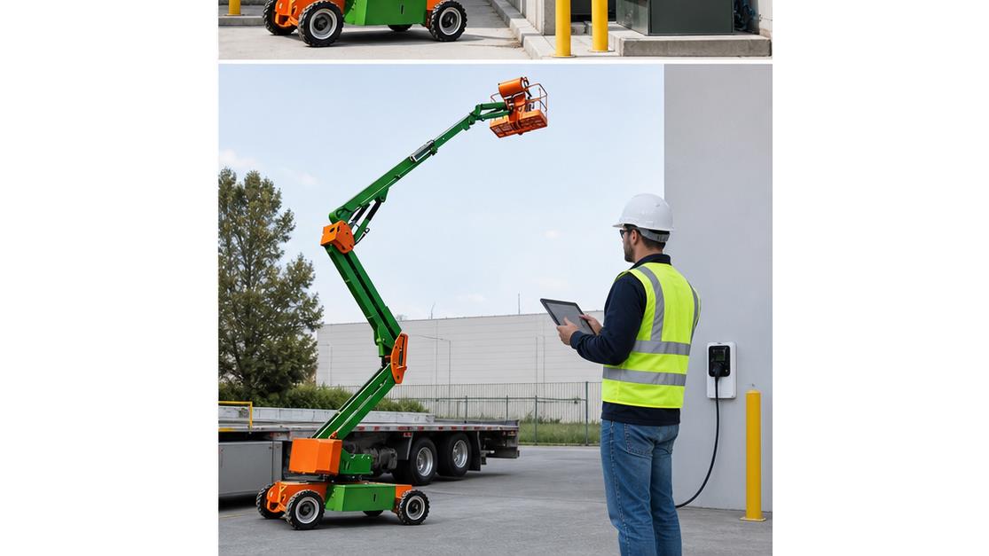 ZG-QB12 Articulating Boom Lift in a bright 16:9 operating scene