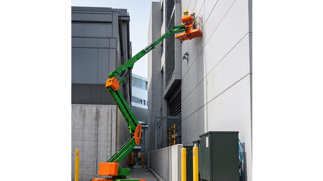 ZG-QB16 Articulating Boom Lift in a bright 16:9 operating scene