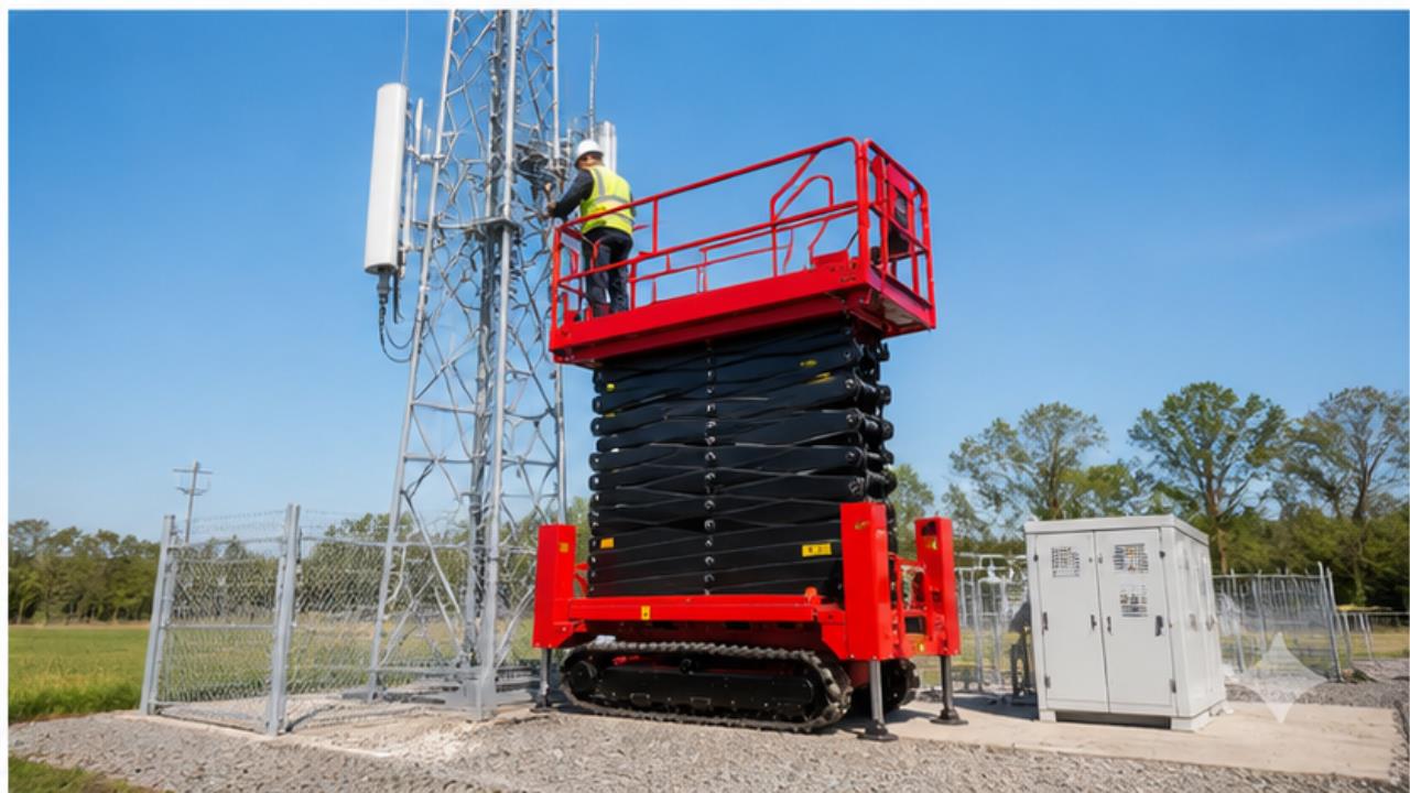 ZG-YY Off-road Scissor Lift Platform in a bright operating scene