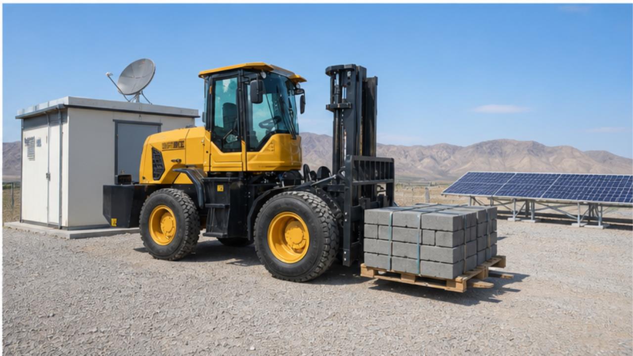 5T Off-road Forklift in a bright operating scene
