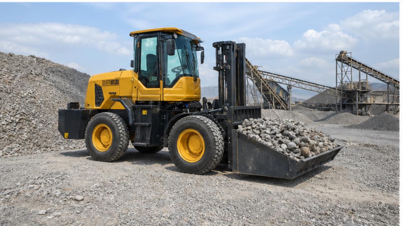 7T Off-road Forklift in a bright operating scene