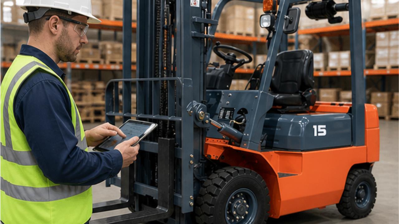 CPC15 Diesel Forklift in a bright 16:9 operating scene