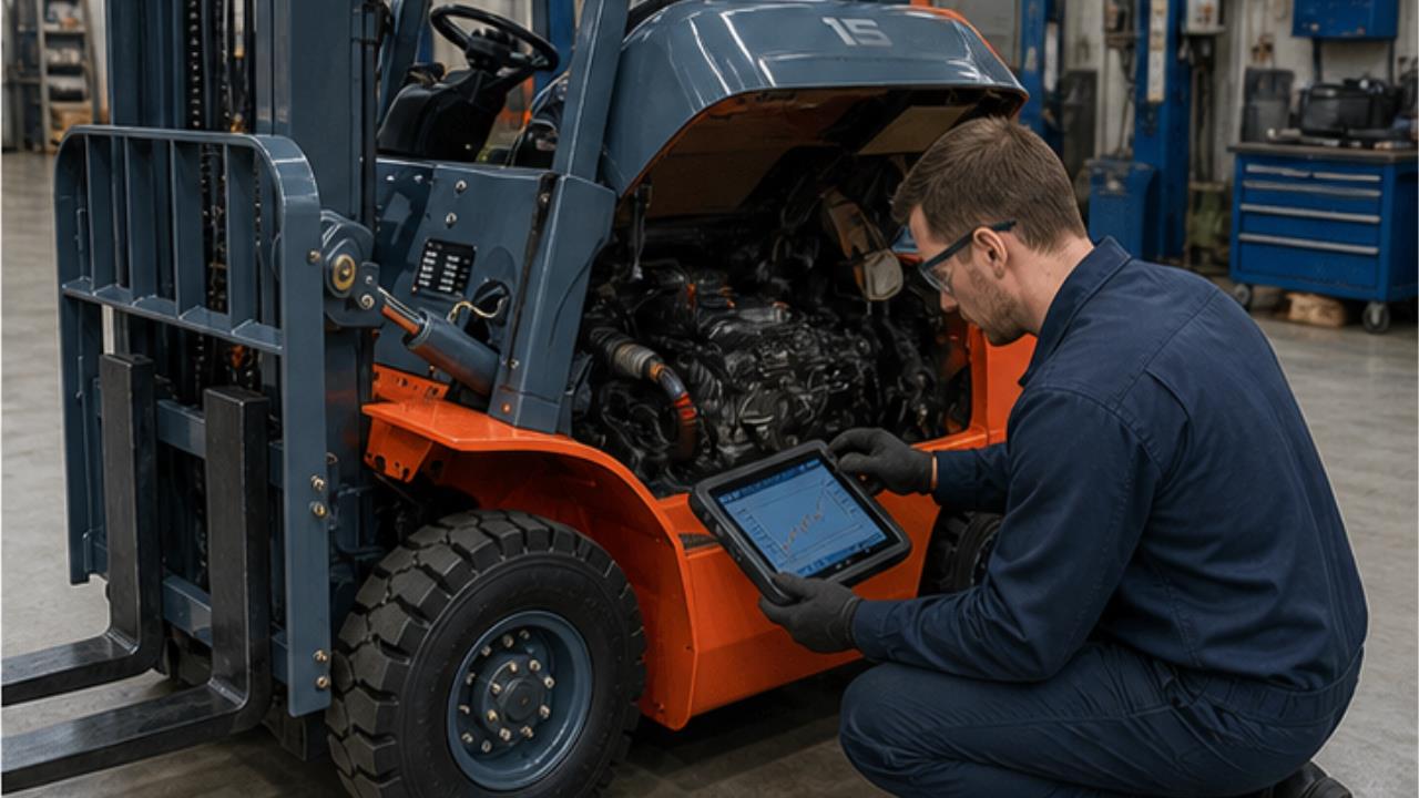CPC25 Diesel Forklift in a bright 16:9 operating scene