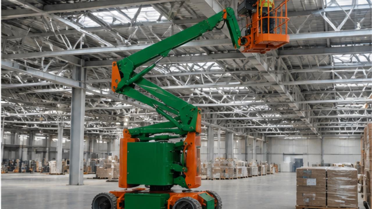 ZG-QB12 Articulating Boom Lift in a bright 16:9 operating scene
