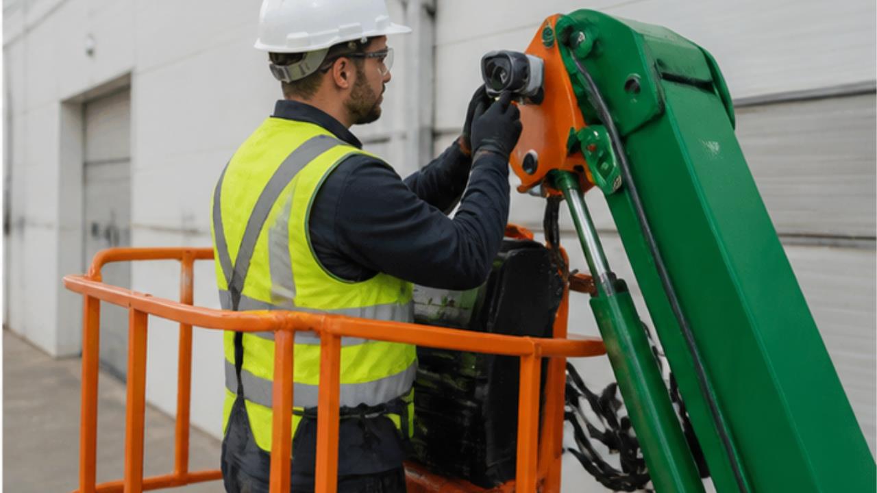 ZG-DDC4-12M Vehicle-mounted Scissor Lift in a bright 16:9 operating scene