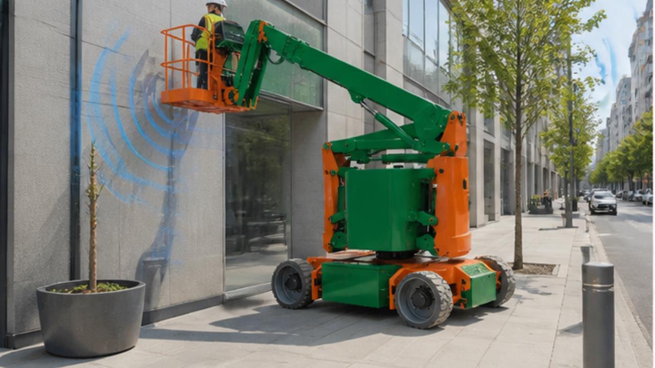 ZG-QB16 Articulating Boom Lift in a bright 16:9 operating scene