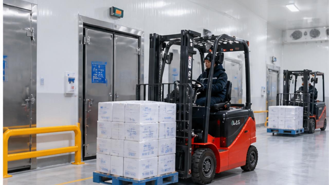 CPD30new Electric Forklift in a bright 16:9 operating scene