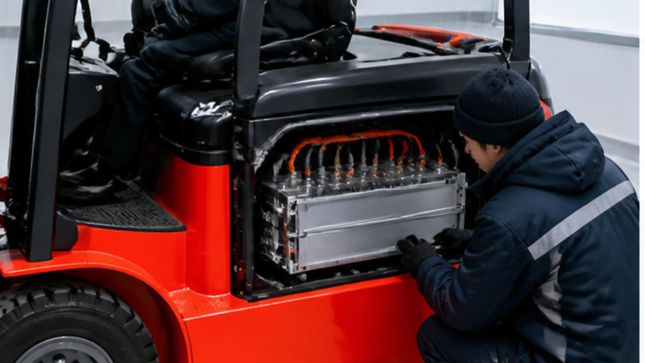 CPD25B Electric Forklift in a bright 16:9 operating scene