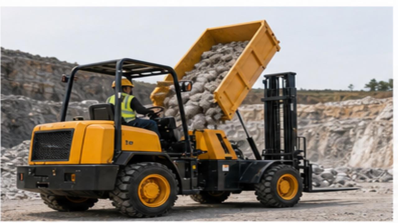 5T Off-road Forklift operating scene