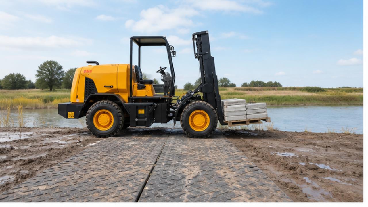 10T Off-road Forklift operating scene