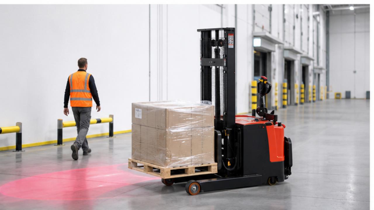 MYCQDA Electric Reach Stacker operating scene
