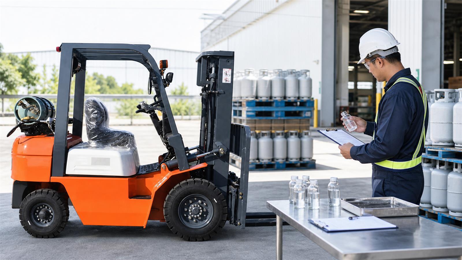 CPY35 LPG Forklift fuel-quality control scene