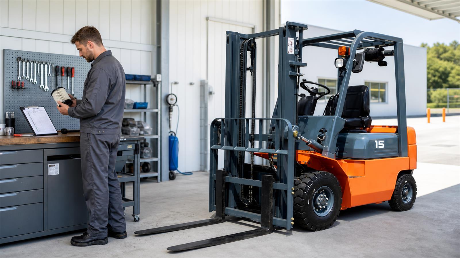 CPC30 Diesel Forklift fuel-quality control scene