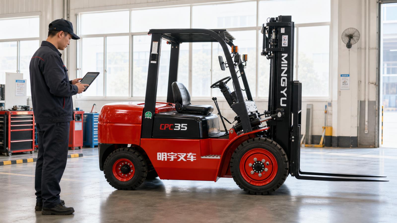 CPC50 Diesel Forklift fuel-quality control scene