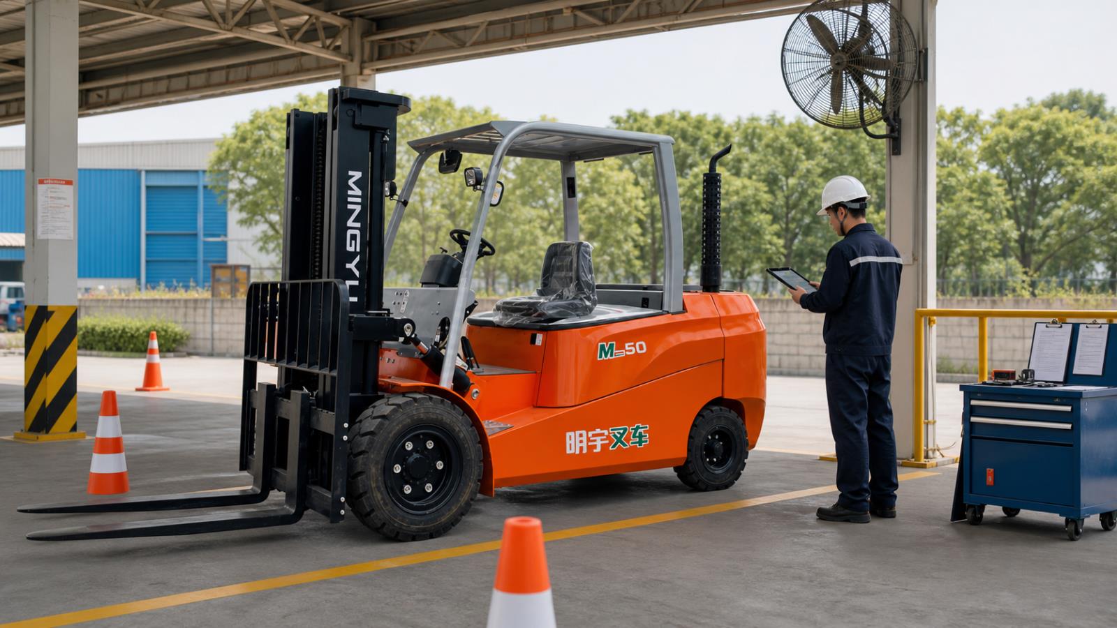 CPC50 Diesel Forklift fuel-quality control scene