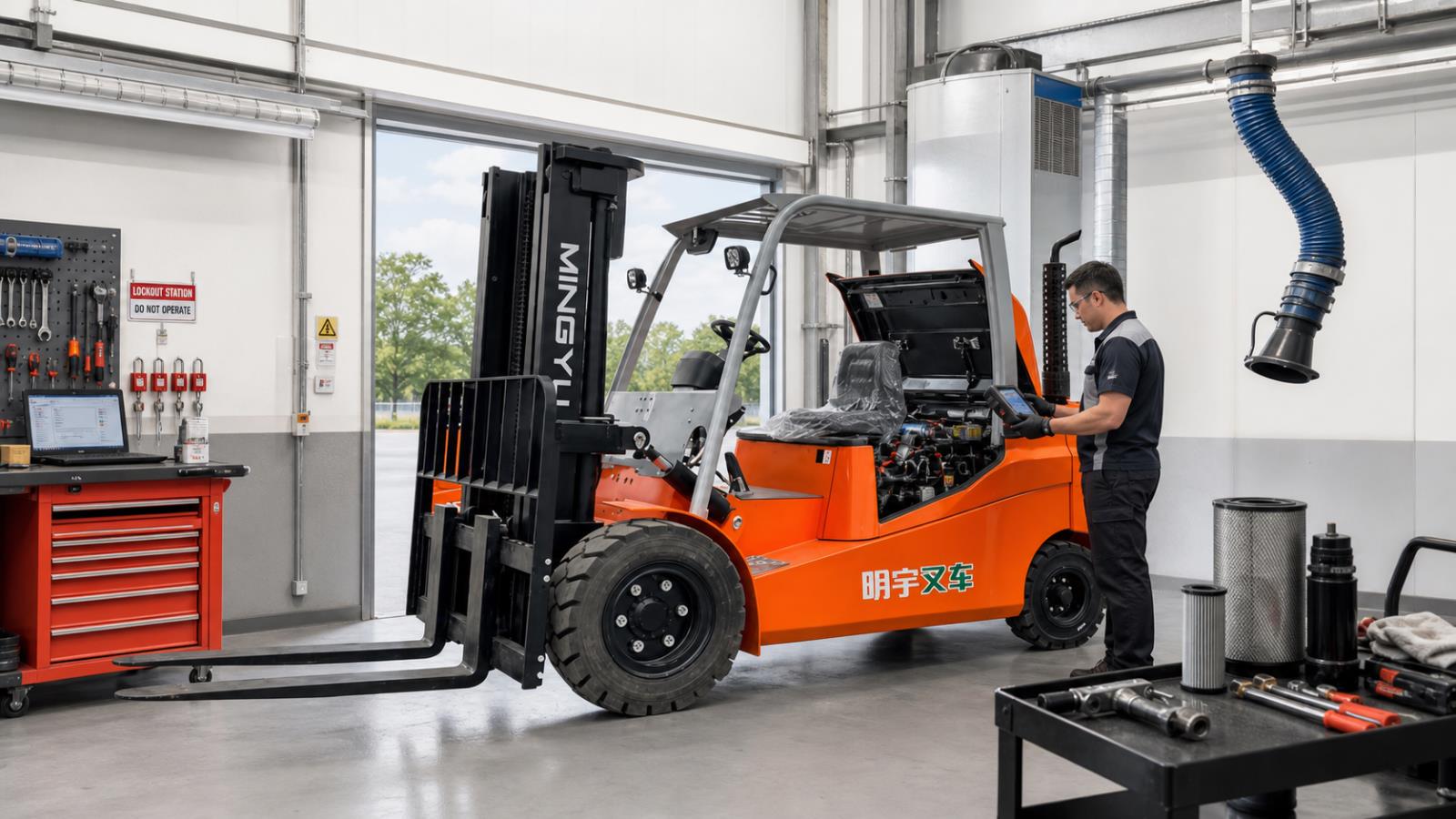 CPC30 Diesel Forklift fuel-quality control scene