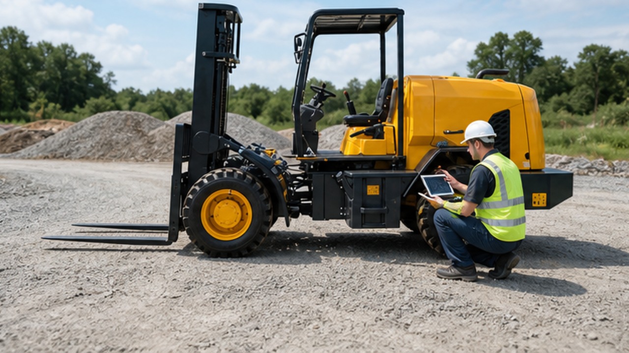 5T Off-road Forklift in a bright operational scene