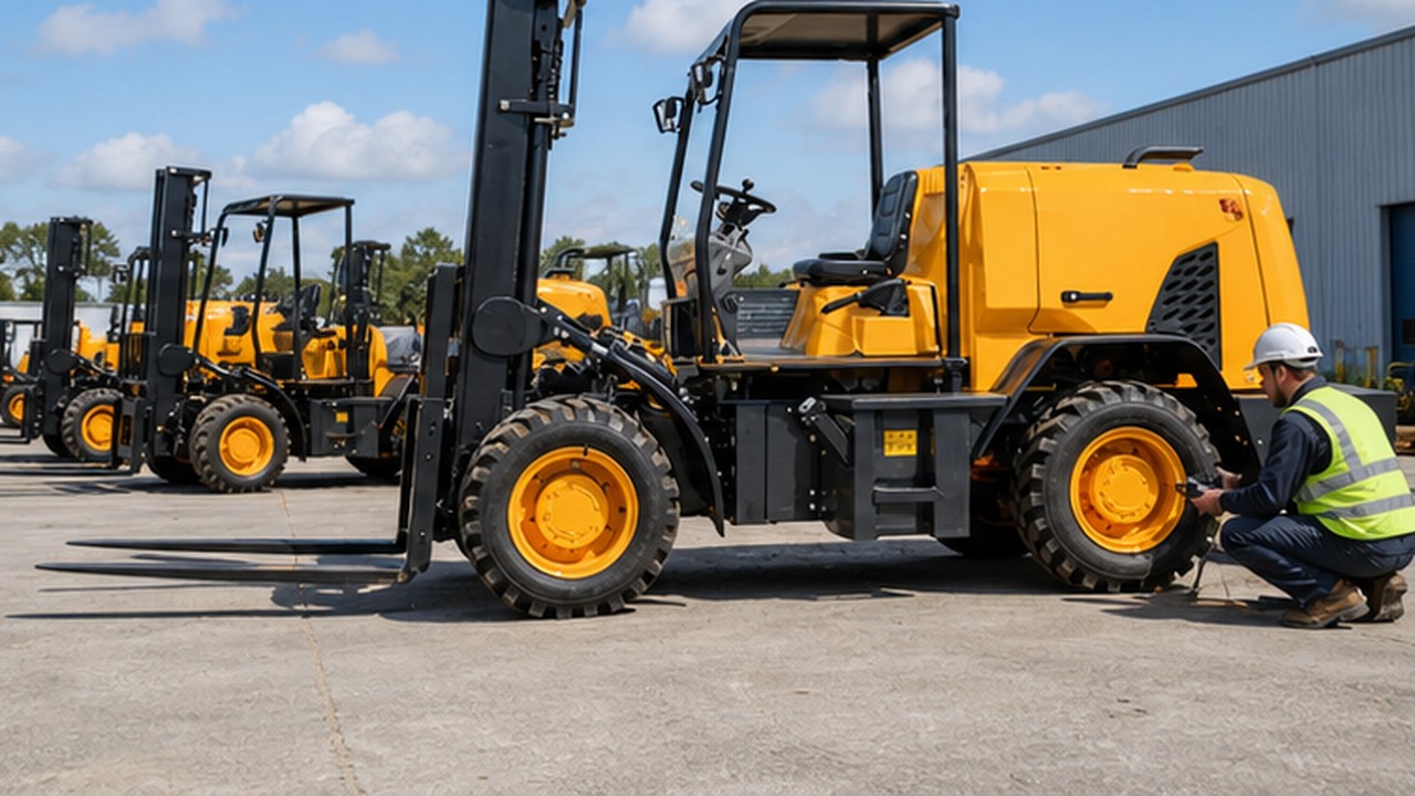 10T Off-road Forklift in a bright operational scene
