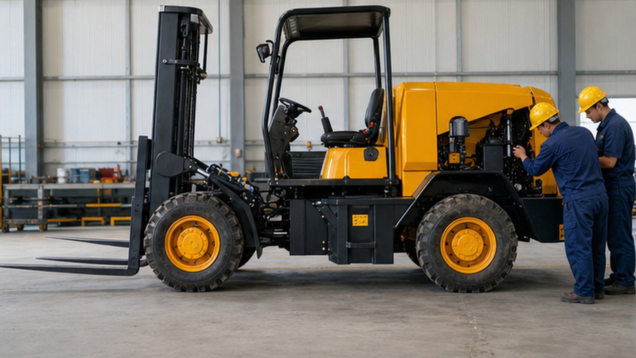 10T Off-road Forklift in a bright operational scene
