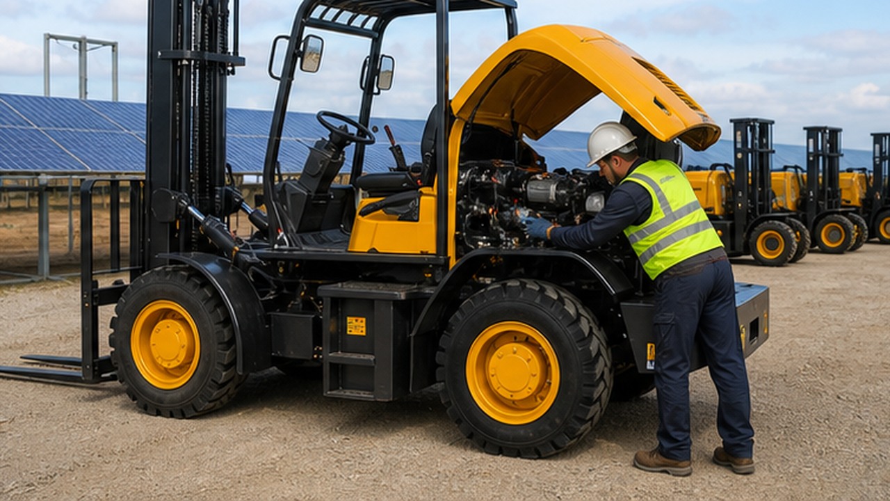 7T Off-road Forklift bright operating scene