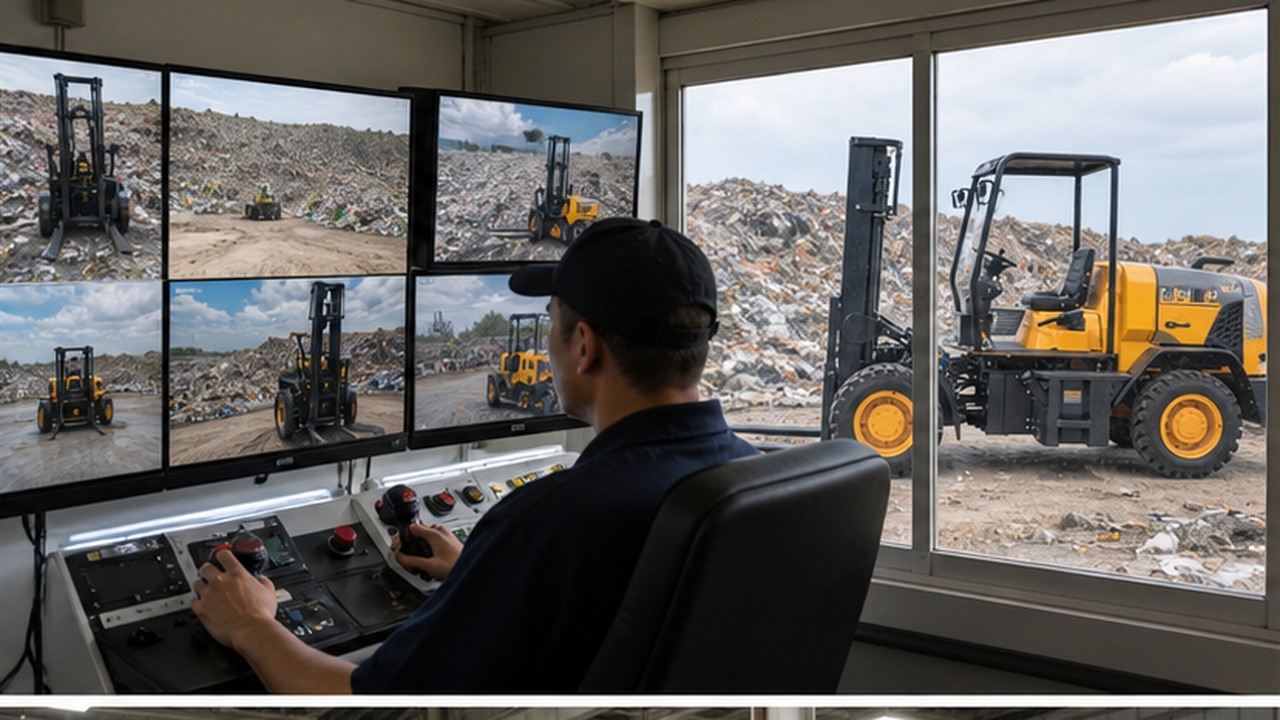 600-800kg Remote Forklift bright operating scene