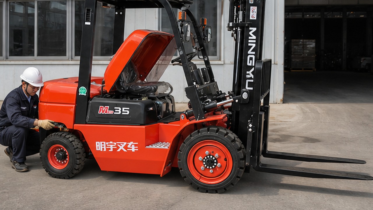 CPC38 Diesel Forklift bright operating scene