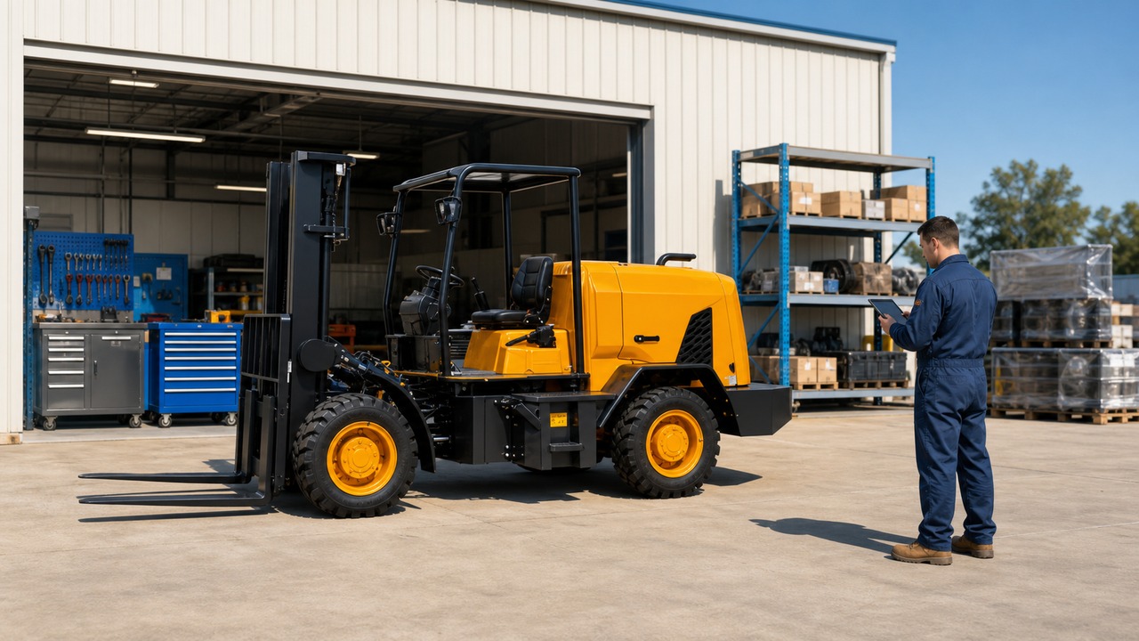 B30R rear-pivot forklift dealer service and maintenance support scene