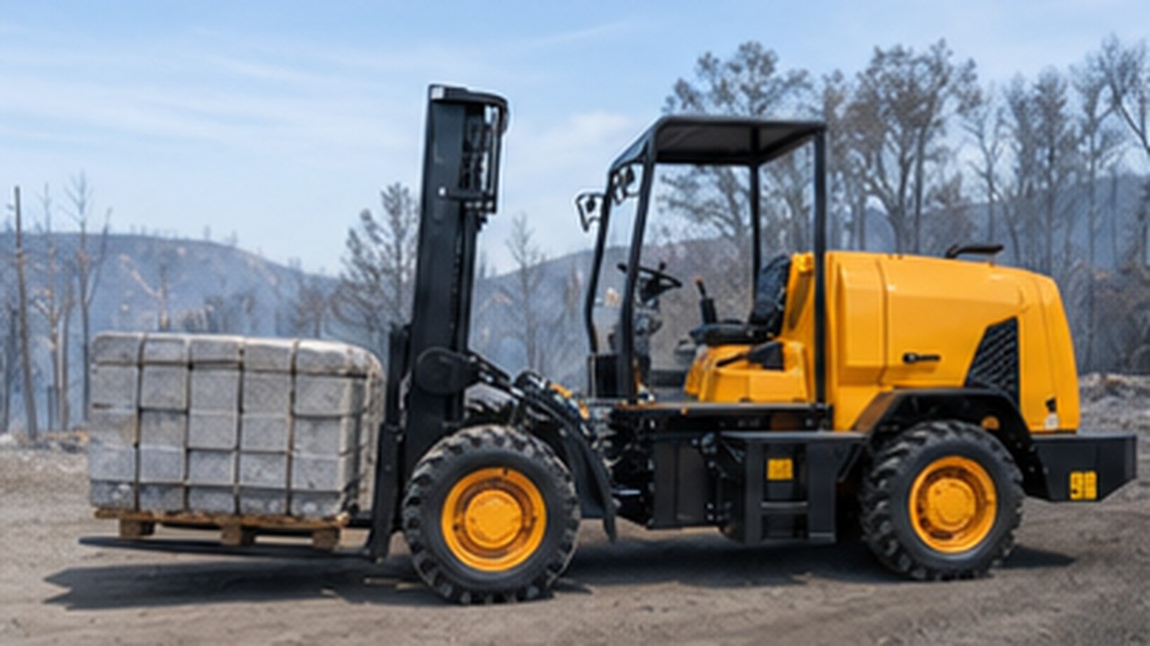 Related Rear-pivot Rough Terrain Forklift 1 bright operating scene