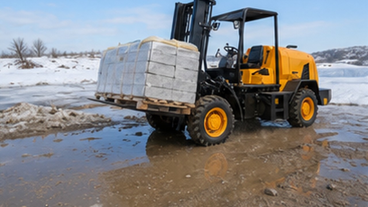 Related Rear-pivot Rough Terrain Forklift 1 bright operating scene