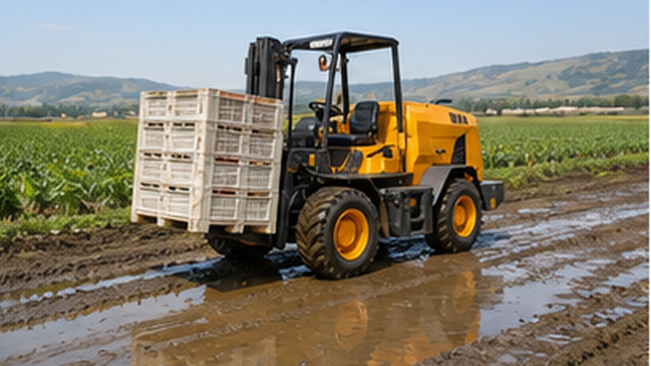 Related Rear-pivot Rough Terrain Forklift 1 bright operating scene