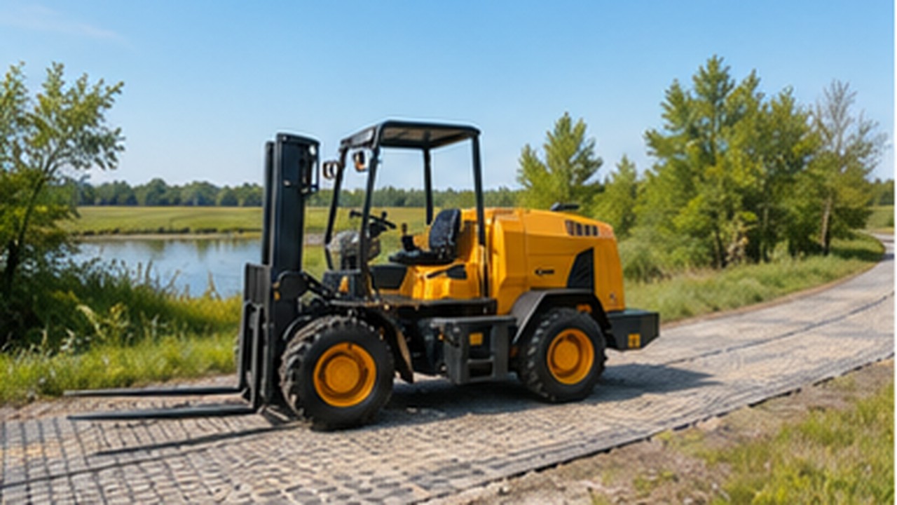 Related Rear-pivot Rough Terrain Forklift 1 bright operating scene