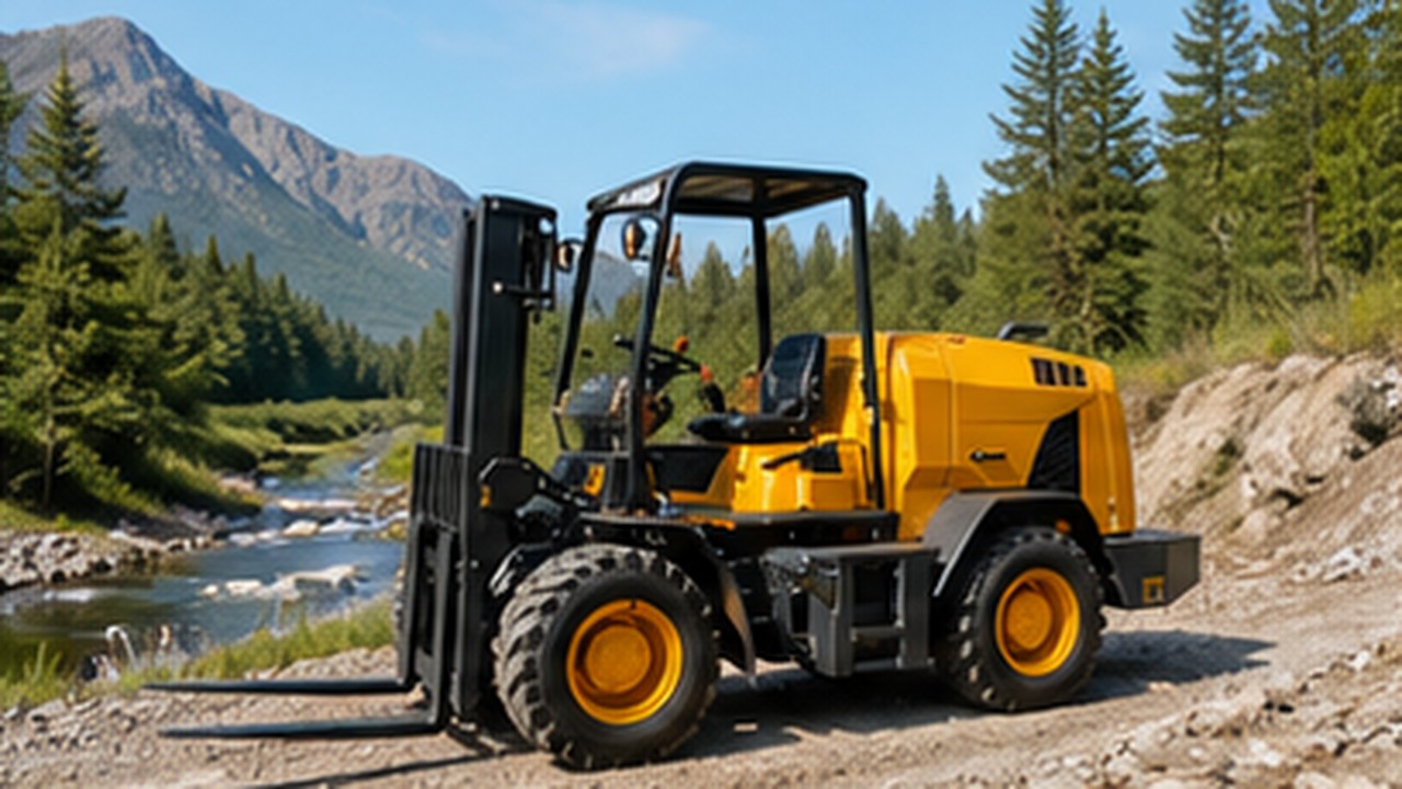 Related Rear-pivot Rough Terrain Forklift 2 bright operating scene