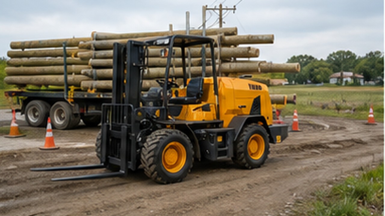 Related Rear-pivot Rough Terrain Forklift 1 bright operating scene