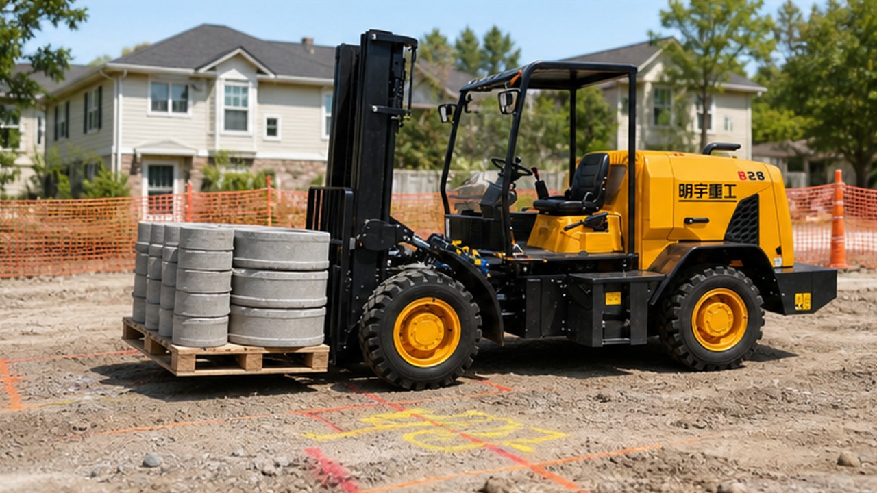 Related Rear-pivot Rough Terrain Forklift 2 bright operating scene