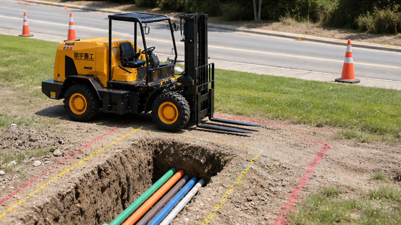 Related Rear-pivot Rough Terrain Forklift 3 bright operating scene