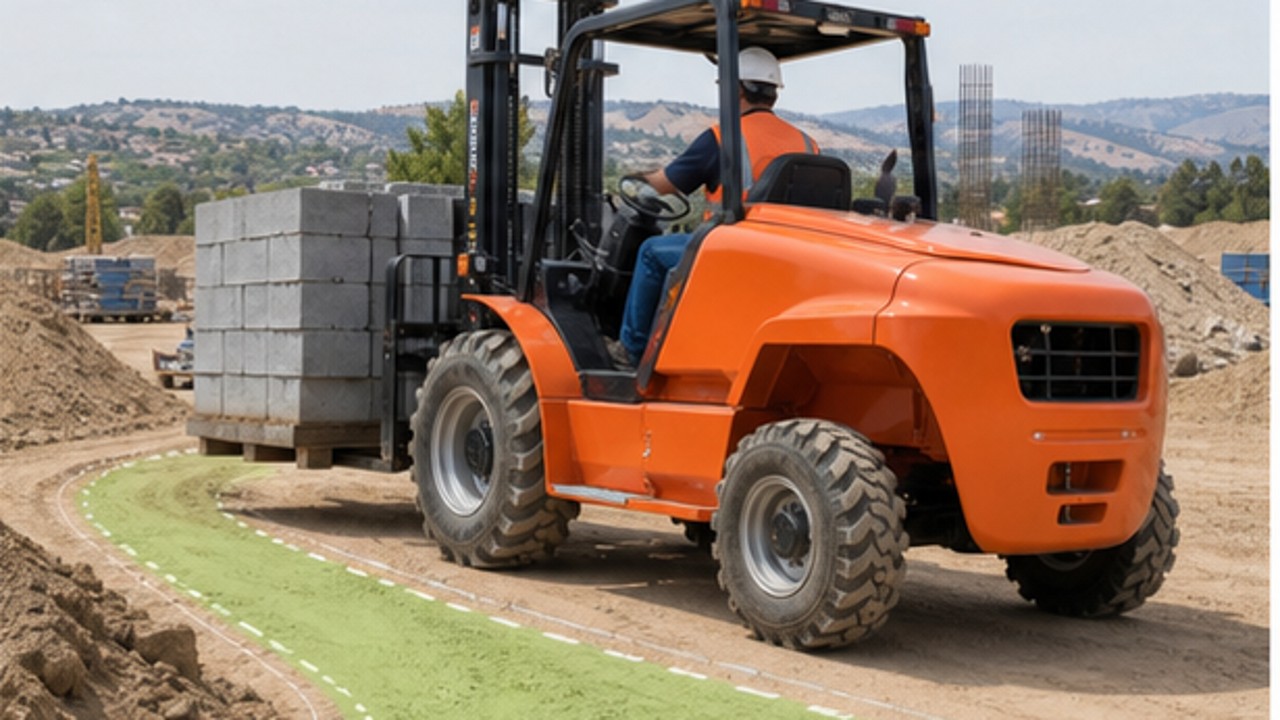 Related Rear-pivot Rough Terrain Forklift 1 bright operating scene