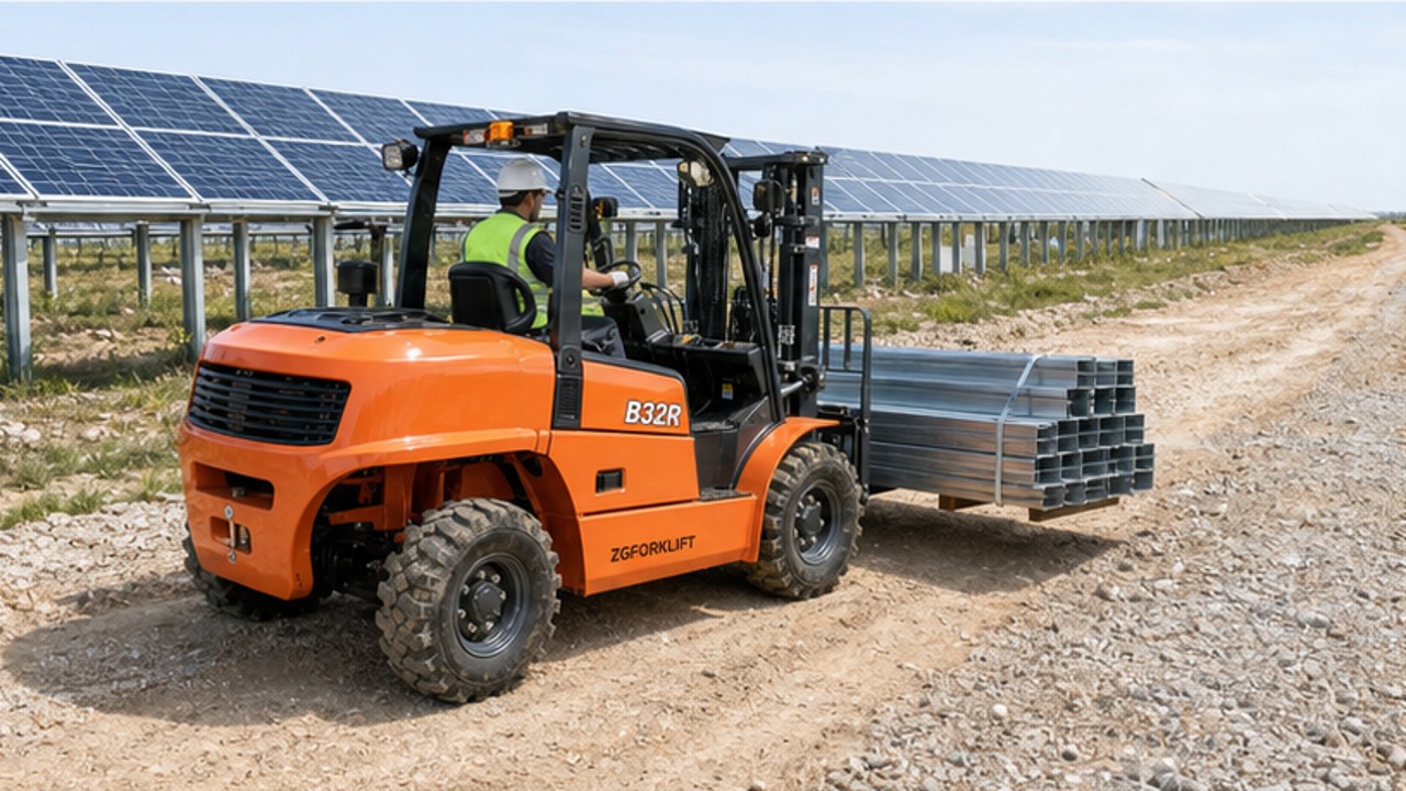 B32R rear-pivot rough-terrain forklift selection and industry scene