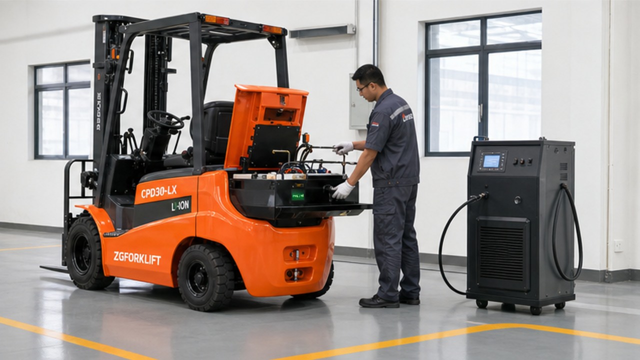 CPD30-LX lithium electric forklift dealer service and maintenance scene