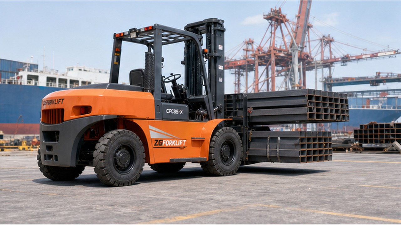 CPC85-X heavy-duty diesel forklift selection and industry scene